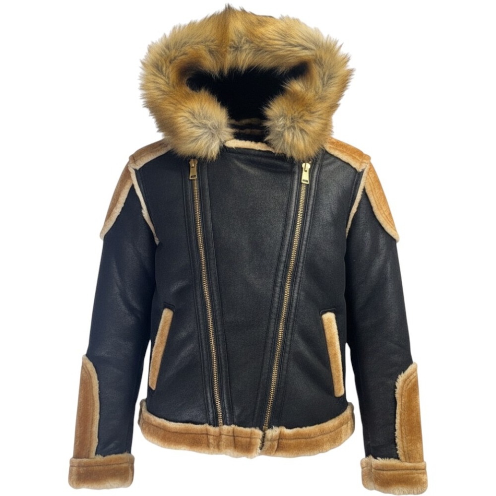 Jordan Craig Women's /Unisex Kids Black Coffee Moto Shearling Jacket